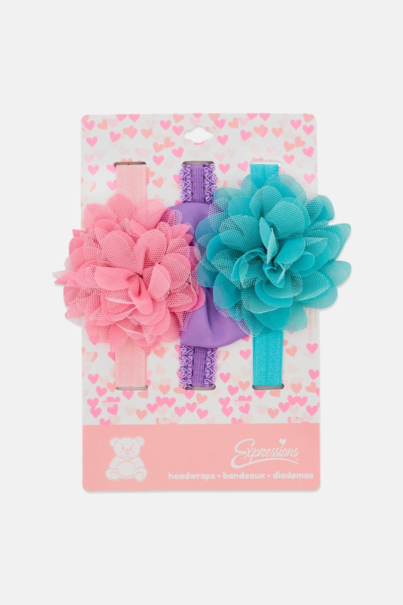 Expressions Toddlers Girl 3 Pieces Floral Headwrap, Multicolor - Image 1